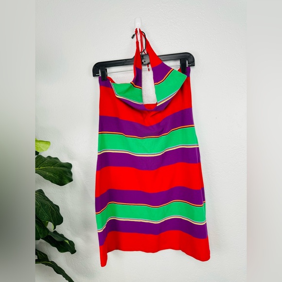 Ralph Lauren Blue Label Y2K Multicolor Stripe Halter Style Dress - Picture 3 of 7